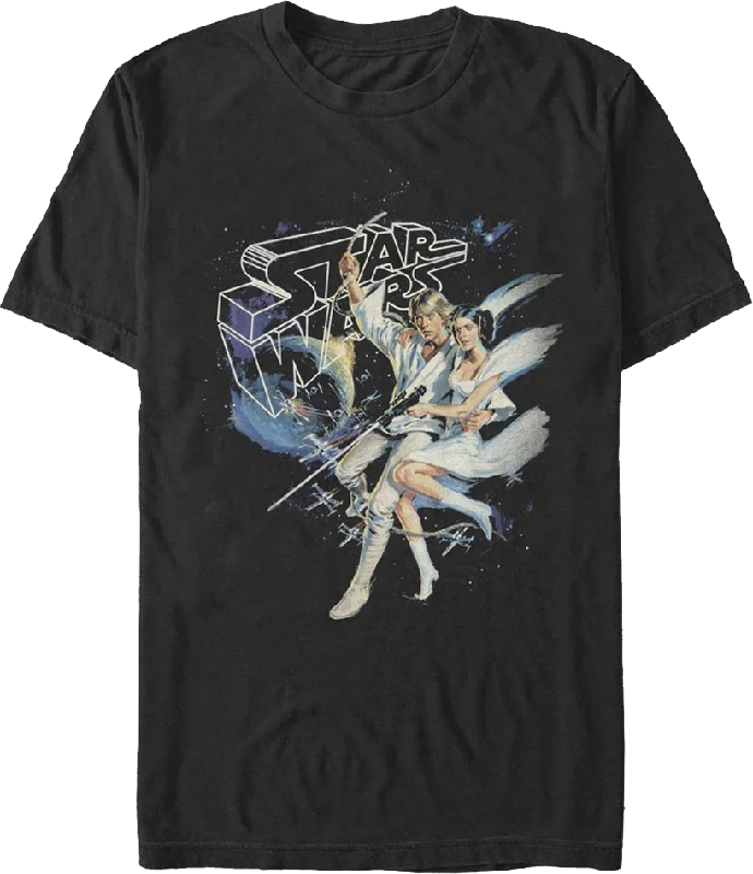 Luke Skywalker And Princess Leia Swing Into Action Star Wars T-Shirt