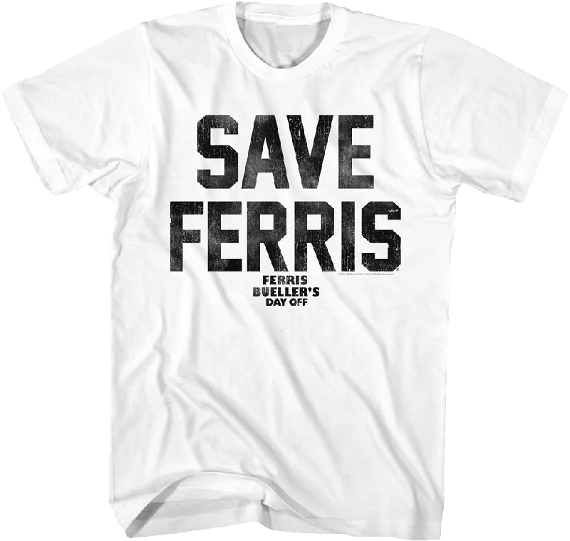 White Distressed Save Ferris Bueller T-Shirt