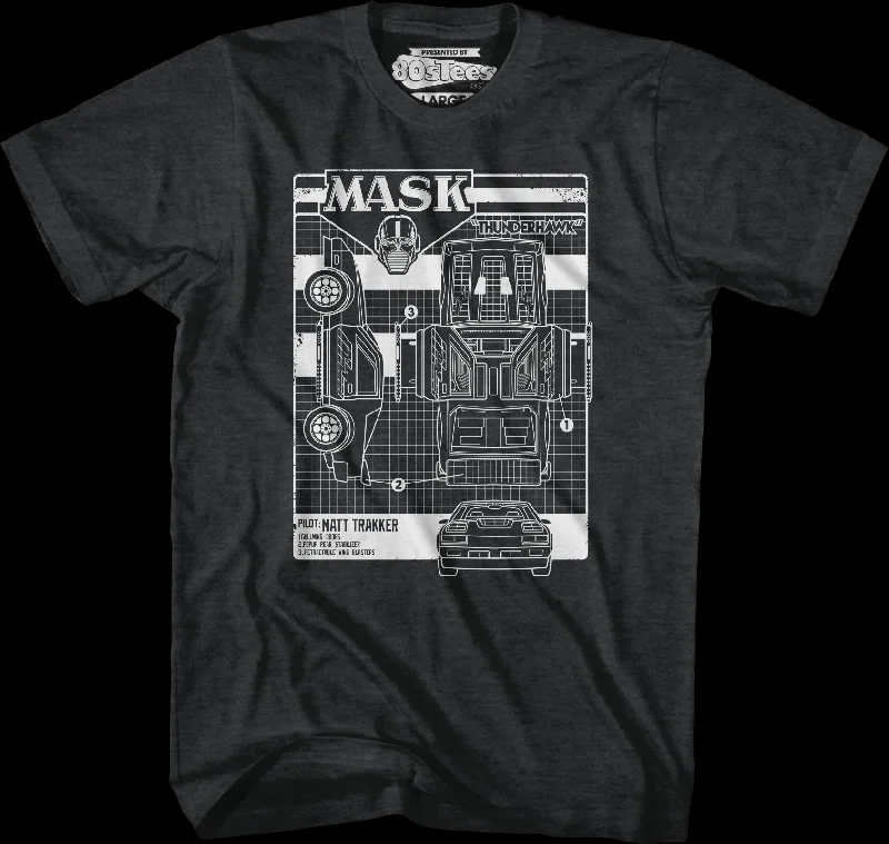 Retro Thunderhawk Schematic MASK T-Shirt