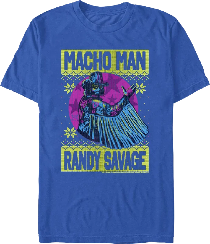 Faux Ugly Christmas Sweater "Macho Man" Randy Savage T-Shirt