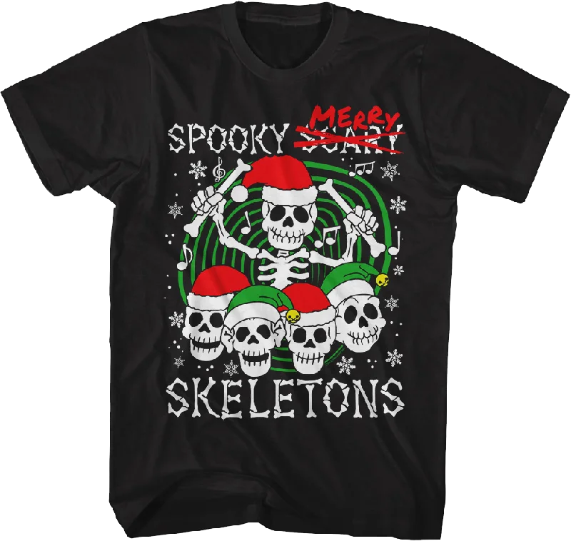 Christmas Hats Spooky Merry Skeletons T-Shirt