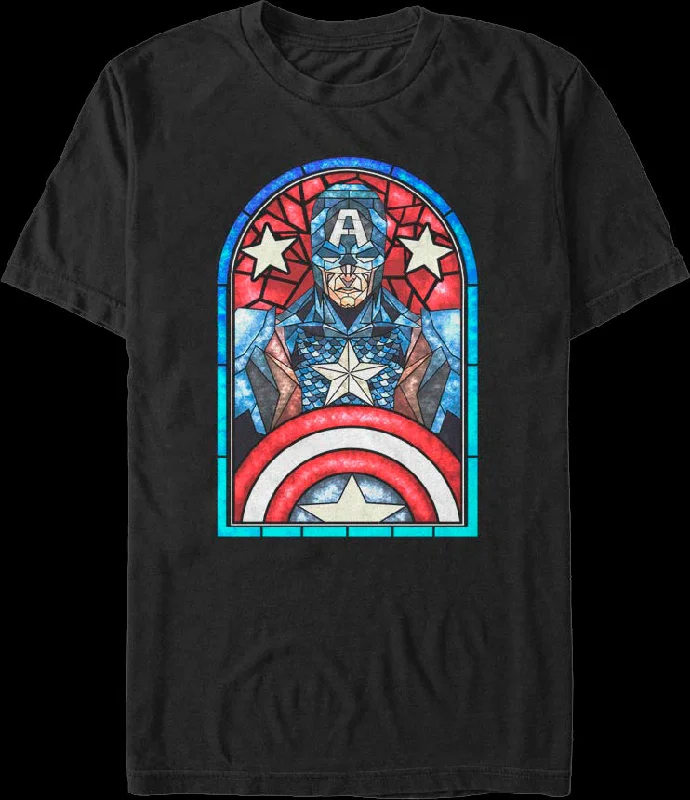 Stained Glass Captain America T-Shirt