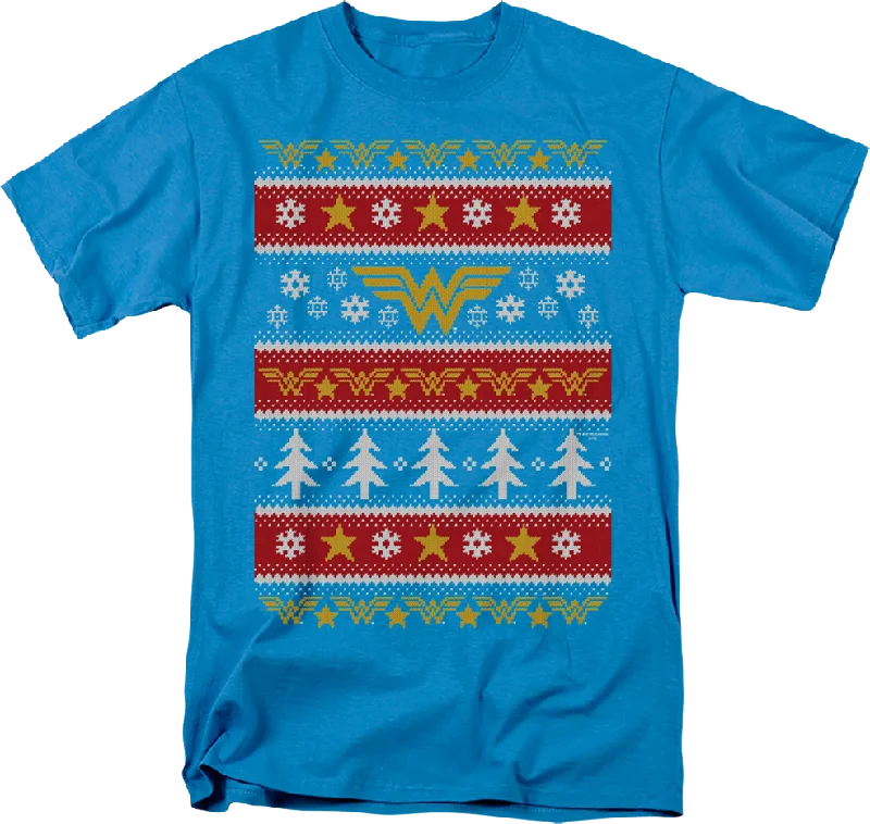 Wonder Woman Faux Ugly Christmas Sweater DC Comics T-Shirt