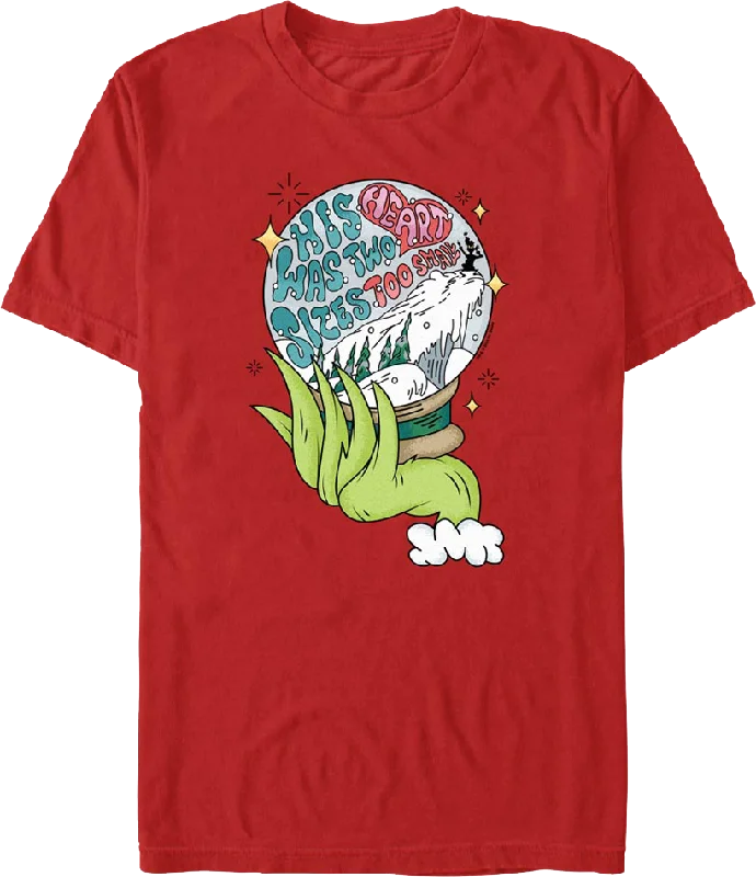 The Grinch Heart Size Snow Globe Dr. Seuss T-Shirt