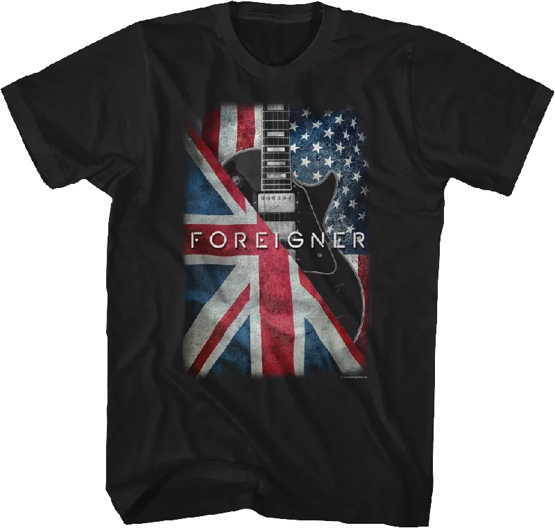 Guitar Wrapped In Flags Foreigner T-Shirt