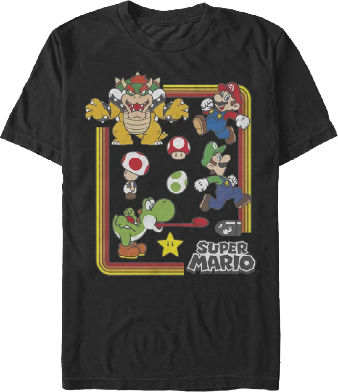 Black Nintendo Characters Super Mario Bros. T-Shirt