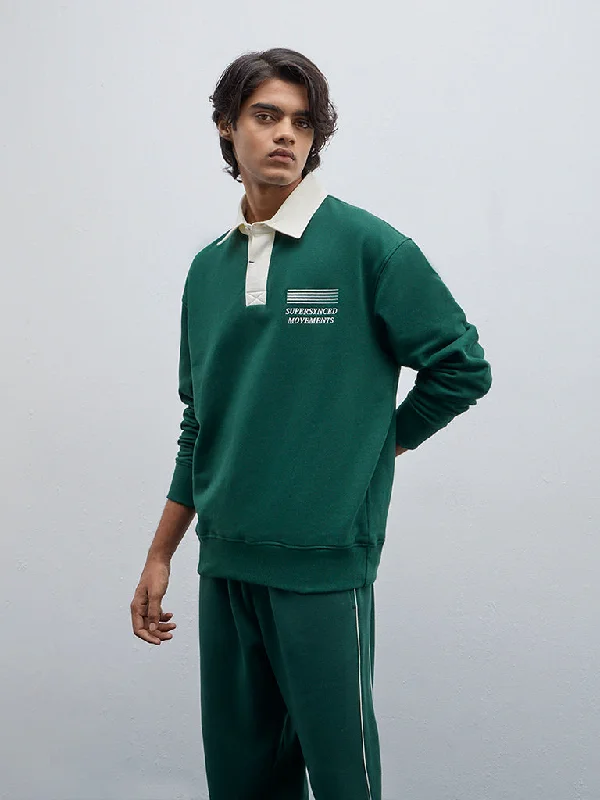 Studiofit Dark Green Relaxed Fit Sweatshirt