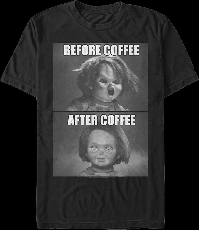 Chucky Before And After Coffee Child's Play T-Shirt