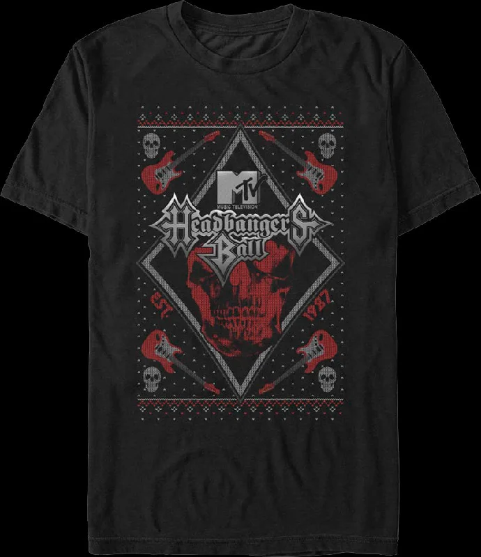 Headbangers Ball Faux Ugly Christmas Sweater MTV T-Shirt