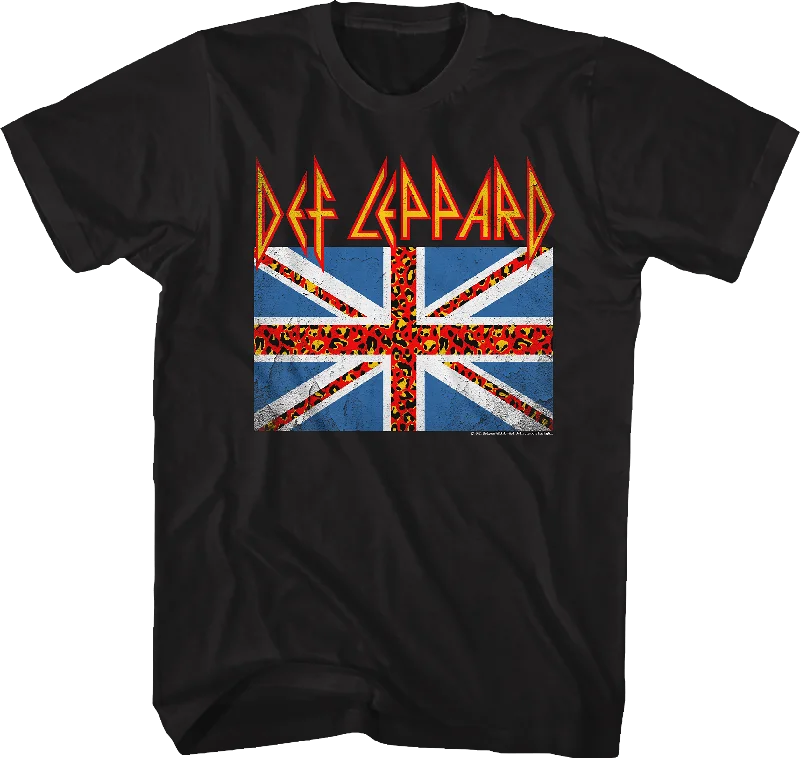 Leopard Print Union Jack Def Leppard T-Shirt