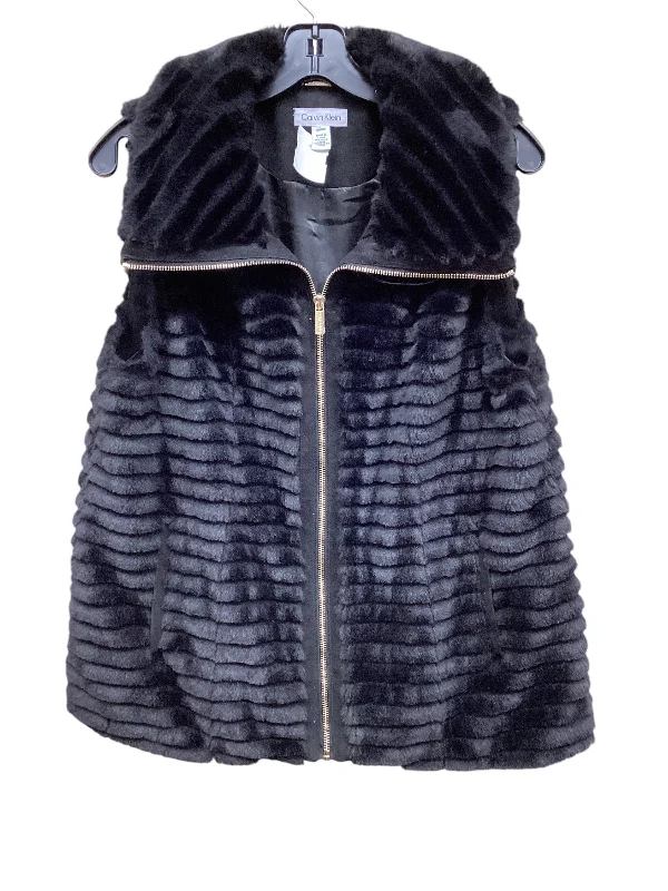 Vest Faux Fur & Sherpa By Calvin Klein In Black, Size: M