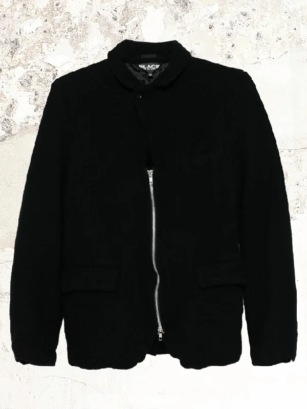 Black Comme Des Garçons felted zip blazer