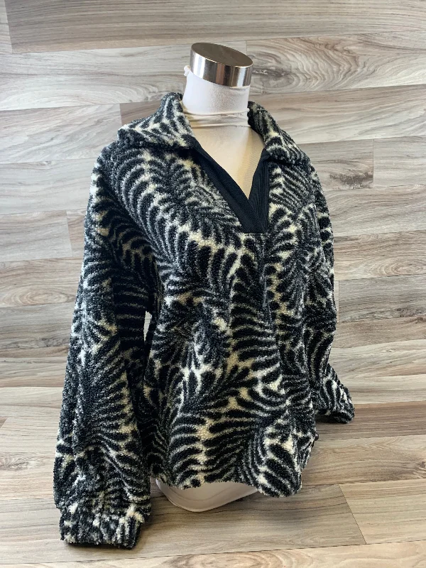 Jacket Fleece By Loft In Black & Cream, Size: M