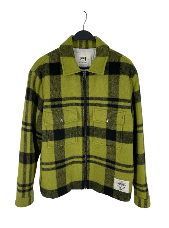 STUSSY/Jacket/L/Wool/GRN/Plaid/WOORICH