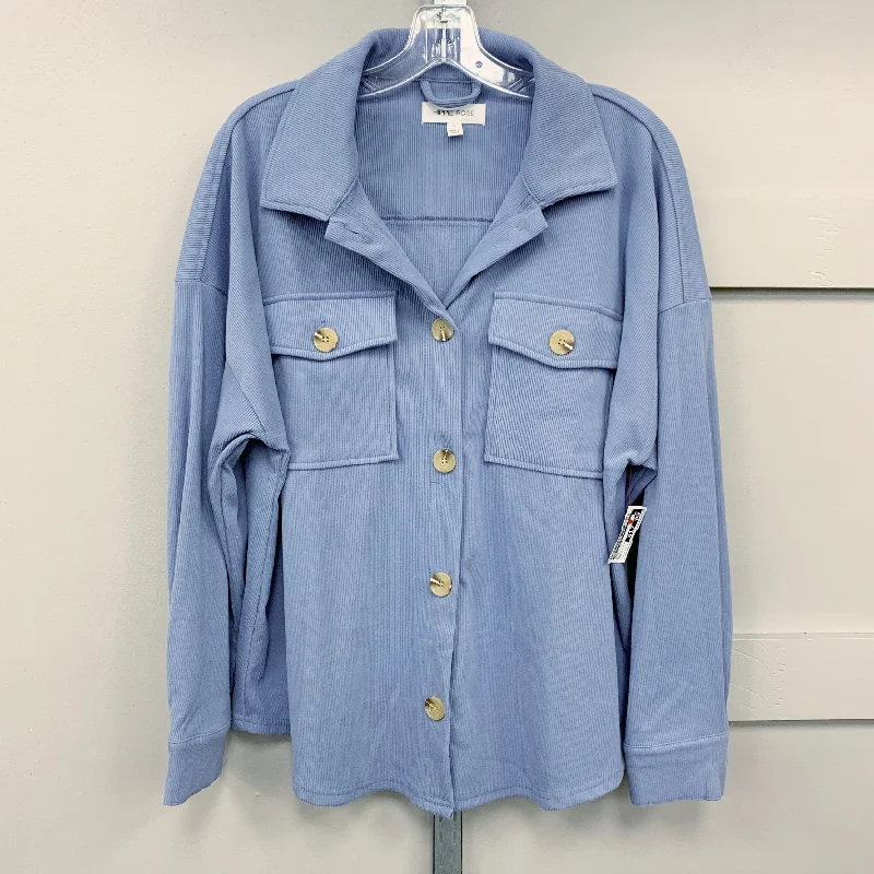 Jacket Shirt By Hippie Rose In Blue, Size: L