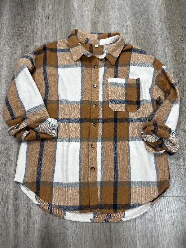 Jacket Shirt By Shein In Plaid Pattern, Size: M