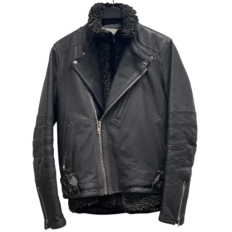 Sacai/Leather Jkt/M/Leather/GRY/Biker-double jacket