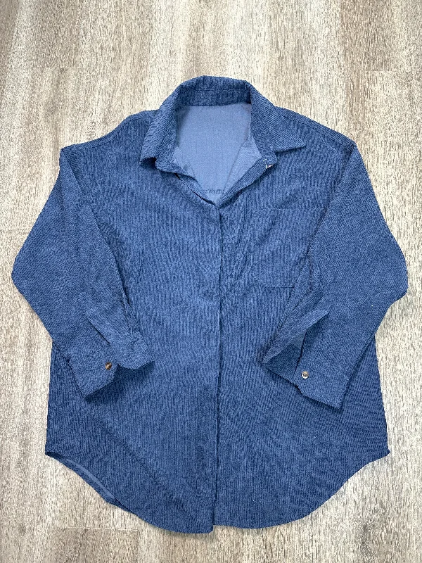 Jacket Shirt By Clothes Mentor In Blue, Size: Xl