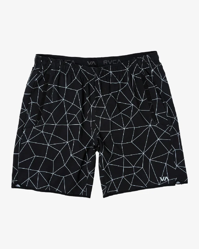 Yogger Stretch 17" Athletic Shorts - Black Grid