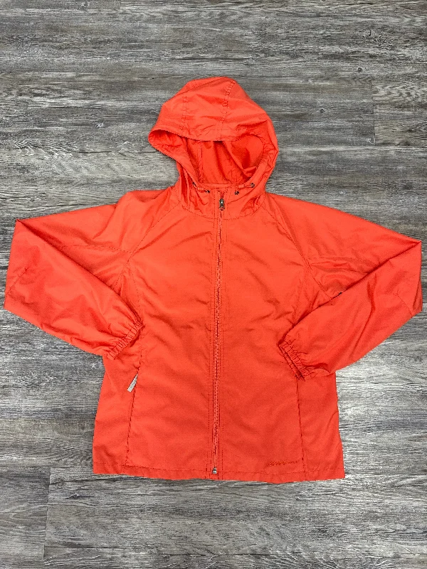 Jacket Windbreaker By Eddie Bauer In Orange, Size: S