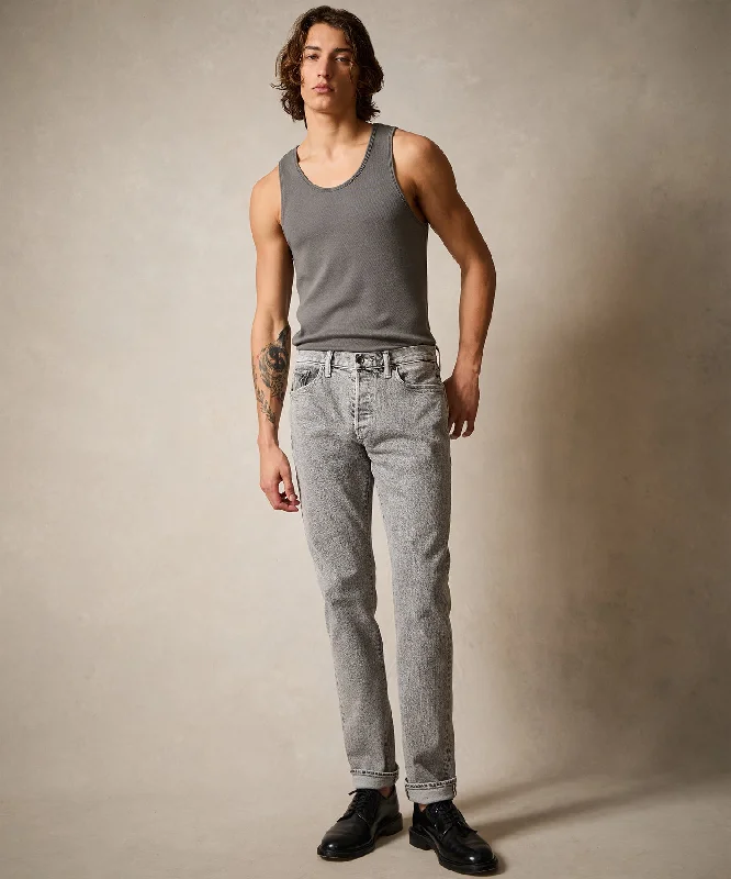 Slim Selvedge Jean in Grey Acid Wash