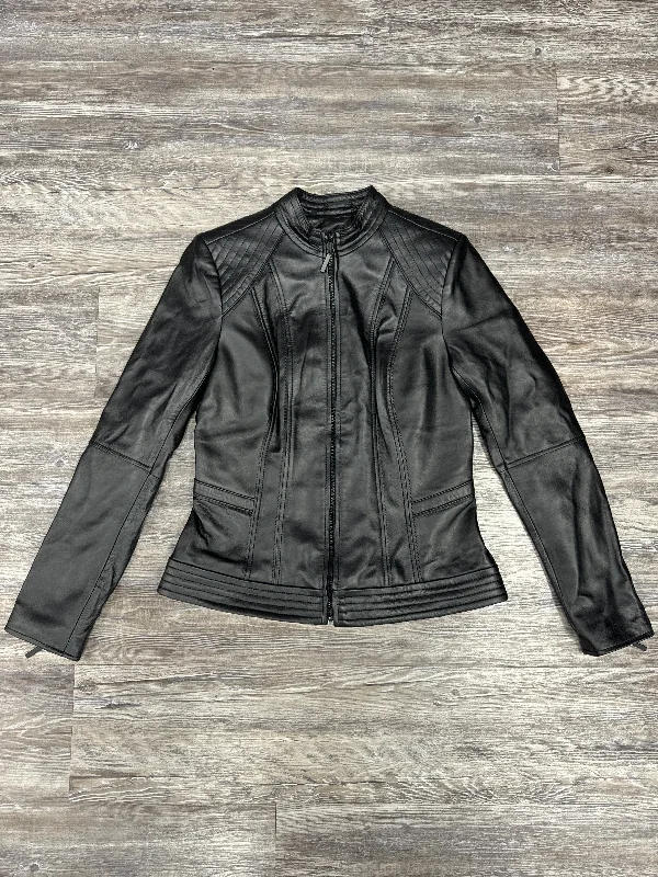 Jacket Leather By Gilli In Black, Size: 4