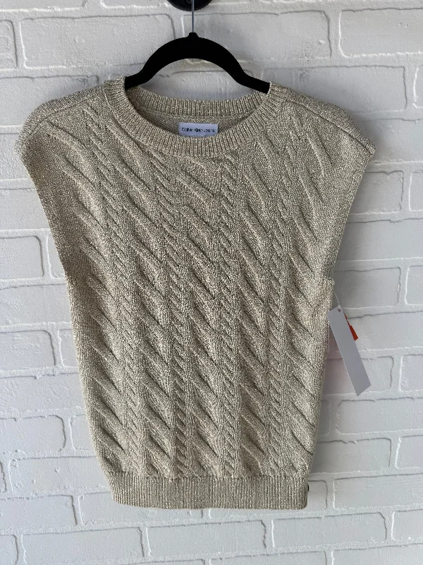 Vest Sweater By Calvin Klein In Gold, Size: Xs