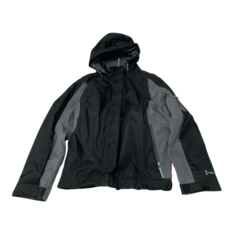 Jacket Windbreaker By Free Country In Black & Grey, Size: 1x