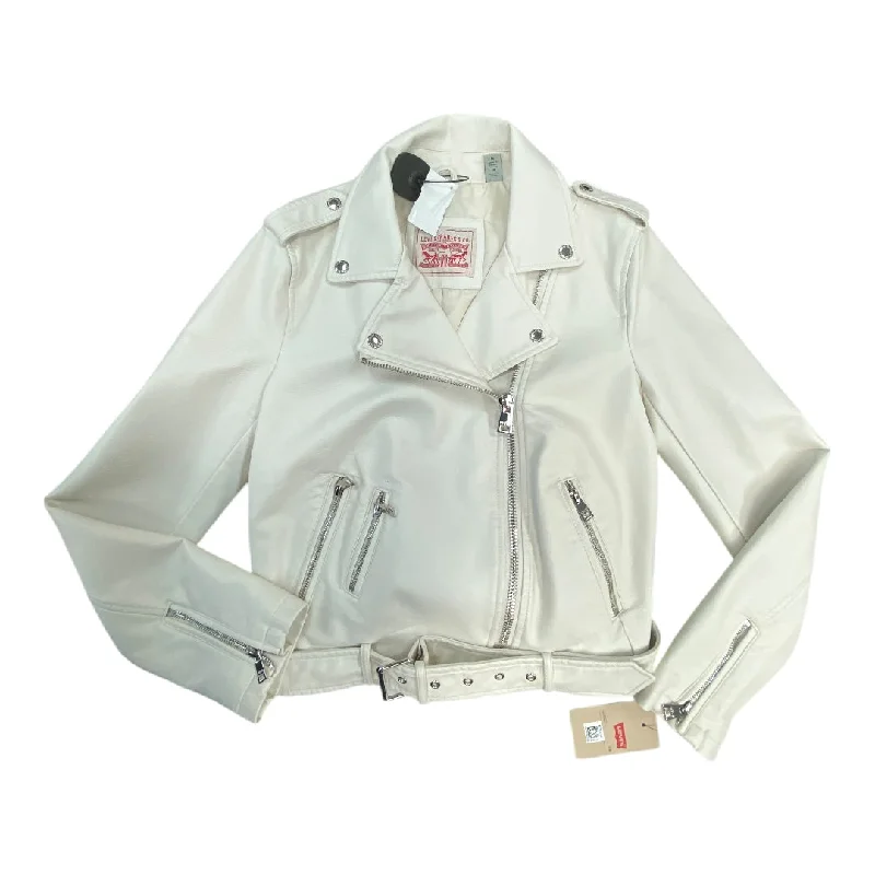 Jacket Moto By Levis In Cream, Size:M