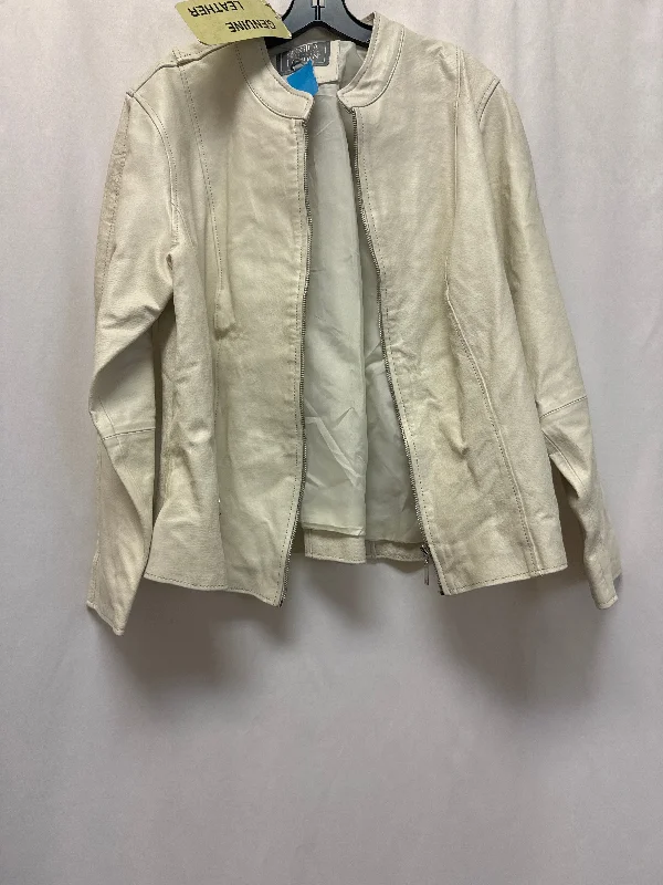 Jacket Leather By Jessica London In Cream, Size: 2x