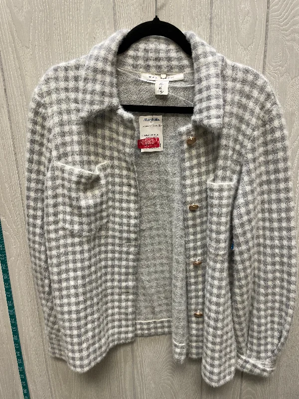 Jacket Shirt By Max Studio In Grey & White, Size: S