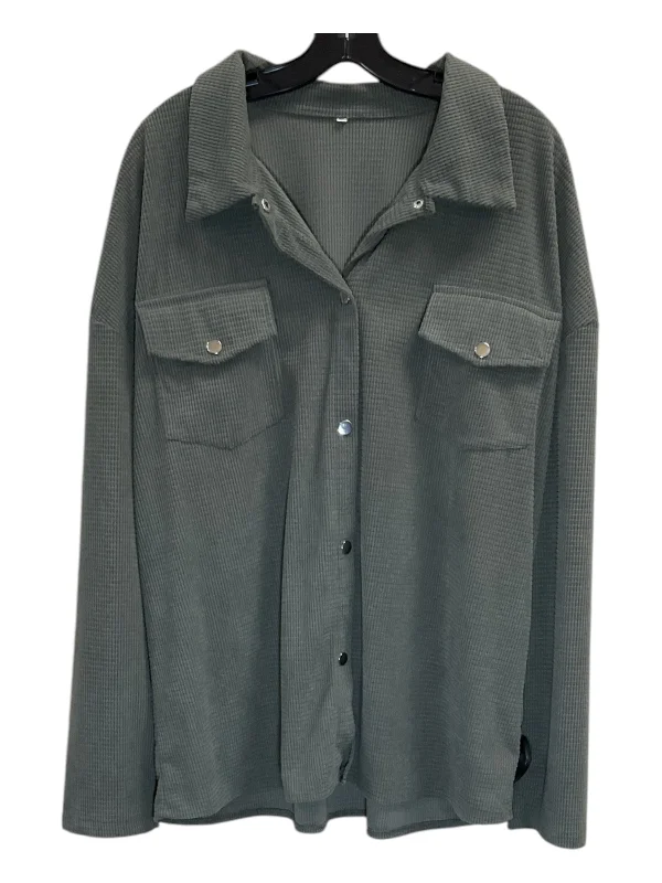 Jacket Shirt By Clothes Mentor In Green, Size: 1x