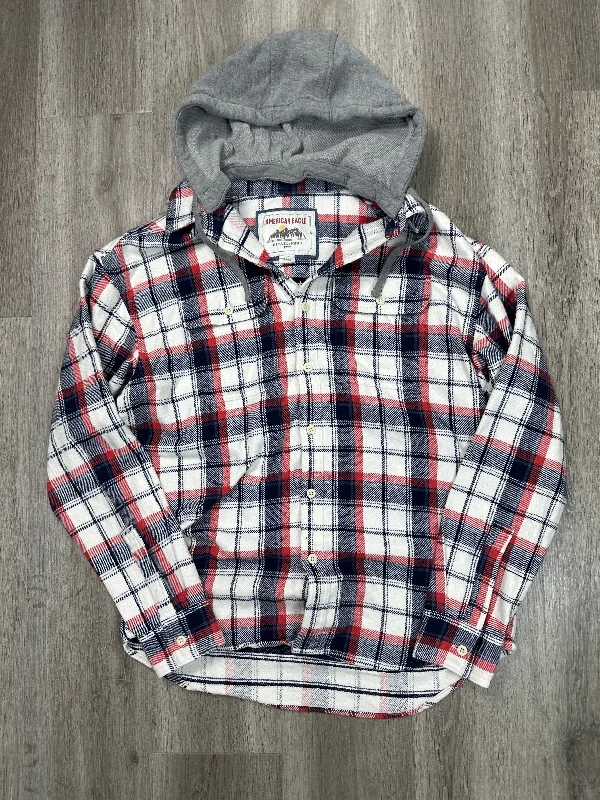 Jacket Shirt By American Eagle In Plaid Pattern, Size: M