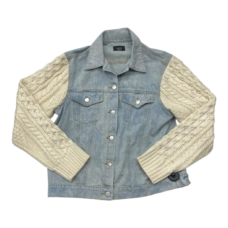 Jacket Denim By Vici In Blue & Cream, Size:M