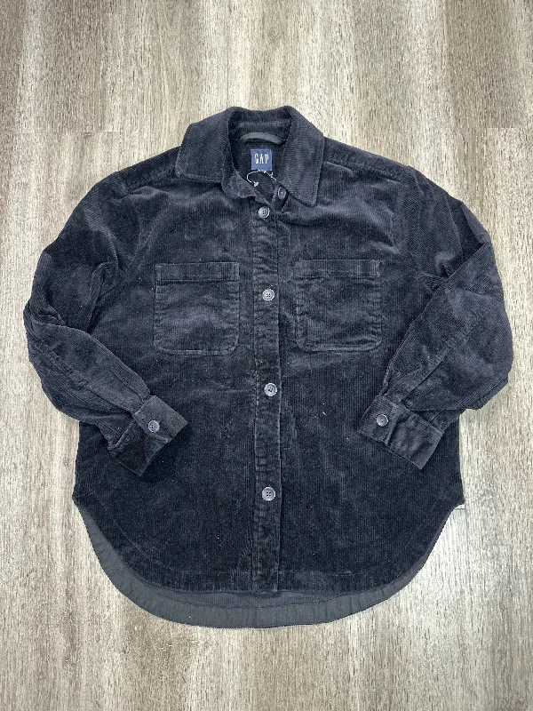 Jacket Shirt By Gap In Black, Size: S