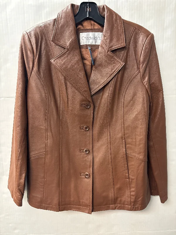 Jacket Leather By Chadwicks In Brown, Size: M