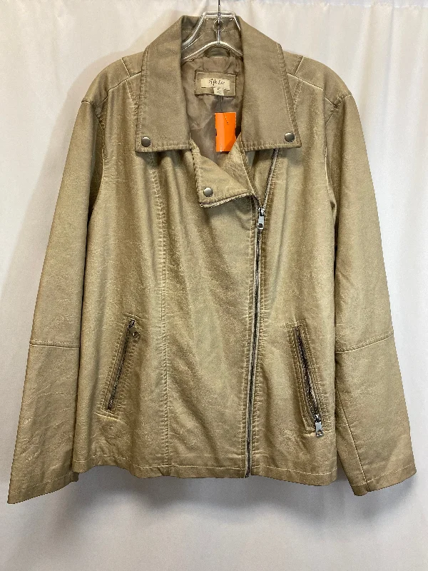 Jacket Moto By Style And Company In Beige, Size: 2x