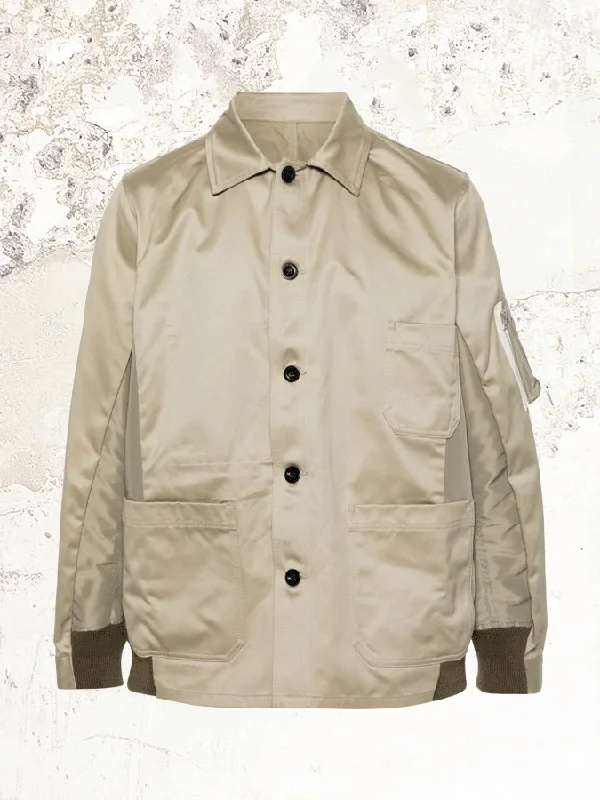 sacai panelled twill shirt jacket