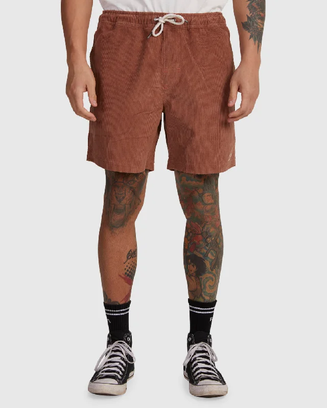 Escape Cord Script Elastic Waist Shorts - Copper