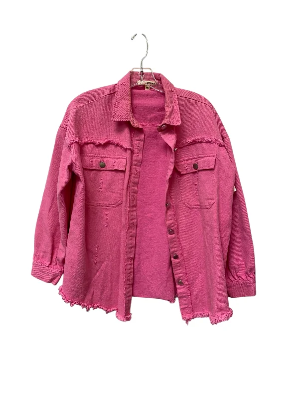 Jacket Shirt By Clothes Mentor In Pink, Size: M