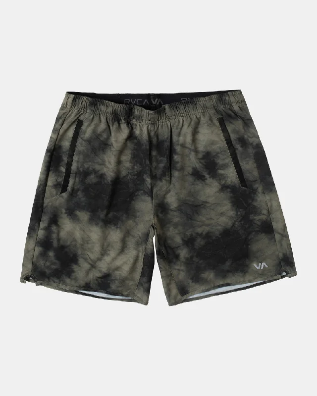 Yogger Stretch 17" Athletic Shorts - Olive Tie Dye