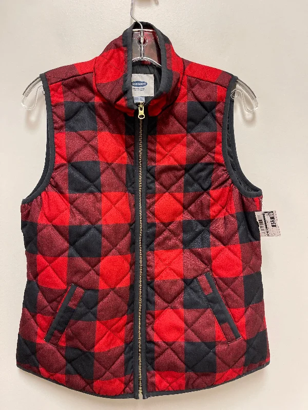 Vest Puffer & Quilted By Old Navy In Black & Red, Size: S