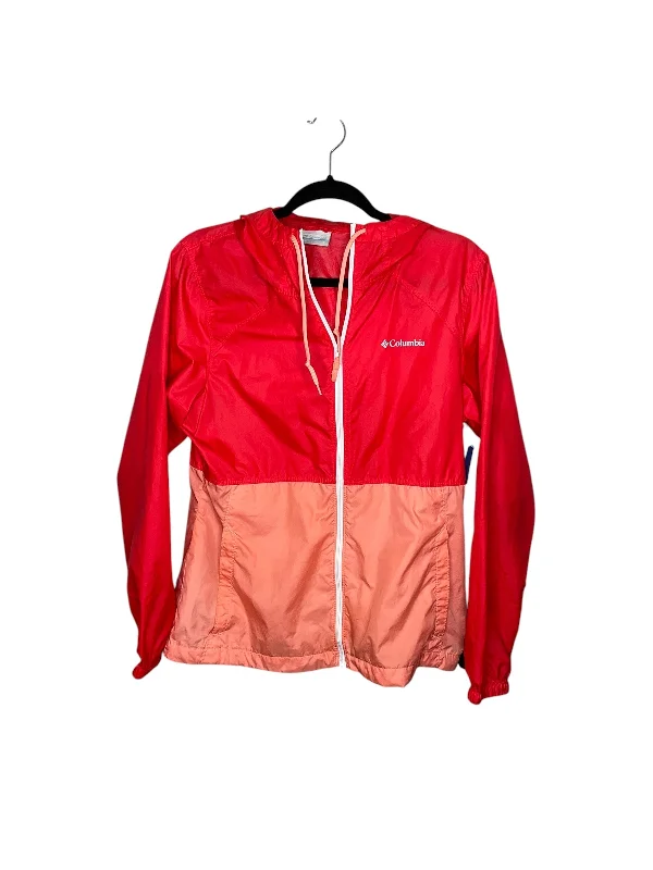 Jacket Windbreaker By Columbia In Orange & Red, Size: S