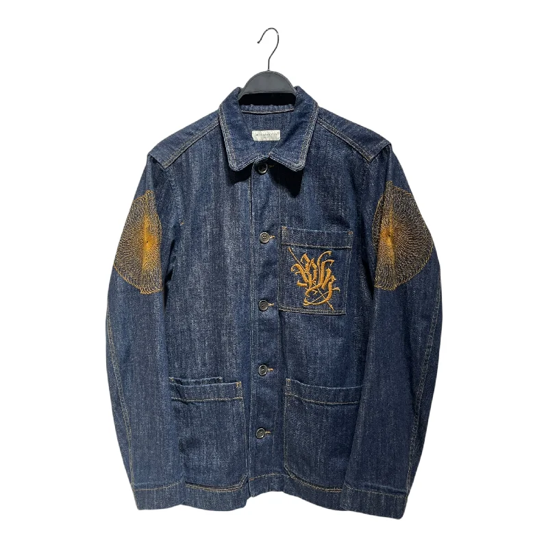 DRIES VAN NOTEN/Denim Jkt/46/Denim/NVY/Graphic/EMBROIDERED SCRIPT