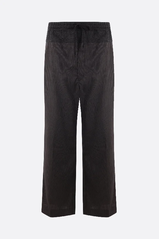 straight-leg pinstriped wool trousers