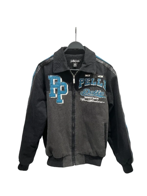 Pelle Pelle/Jacket/M/BLK/Stripe/Blue Animal Print