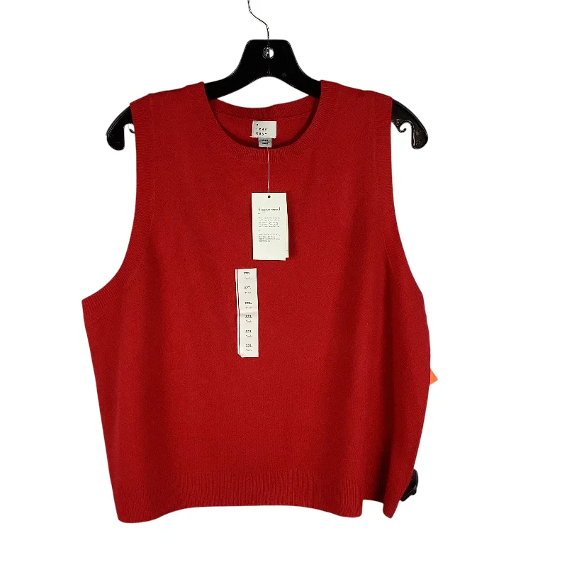 Vest Sweater By A New Day In Red, Size: Xxl