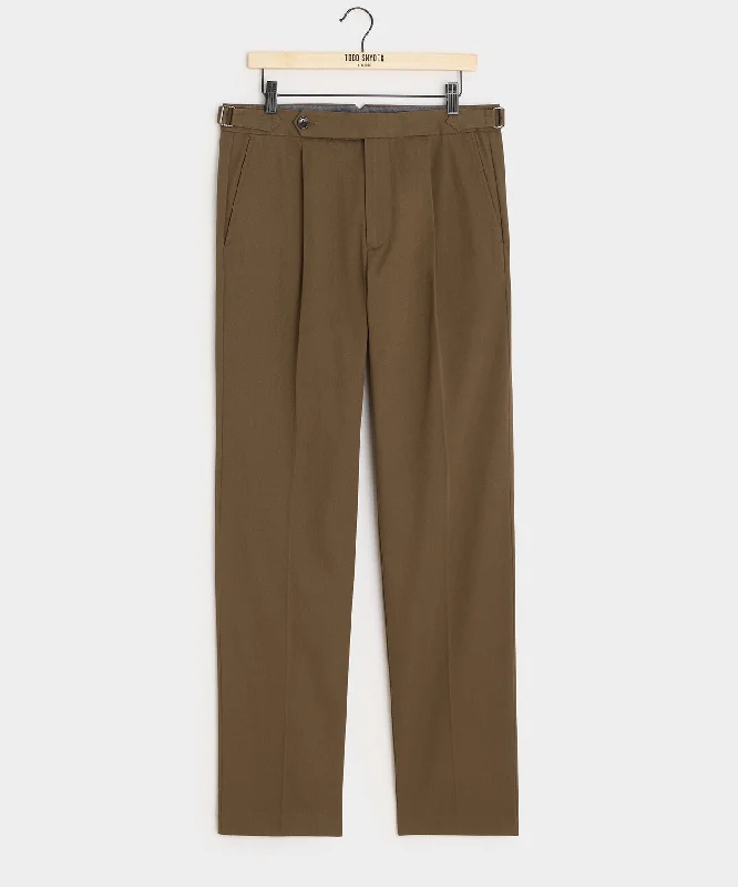 Italian Lightweight Cotton Side Tab Trouser in Caramel