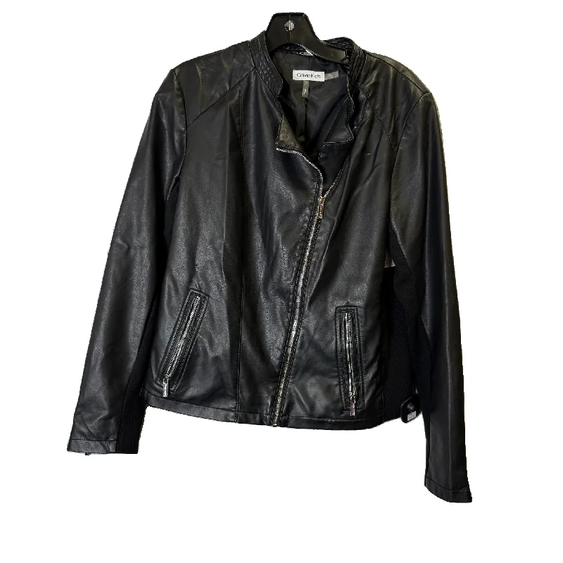 Jacket Moto By Calvin Klein In Black, Size: M