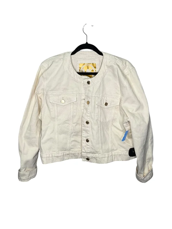 Jacket Denim By Michael Kors In Cream, Size: Xl